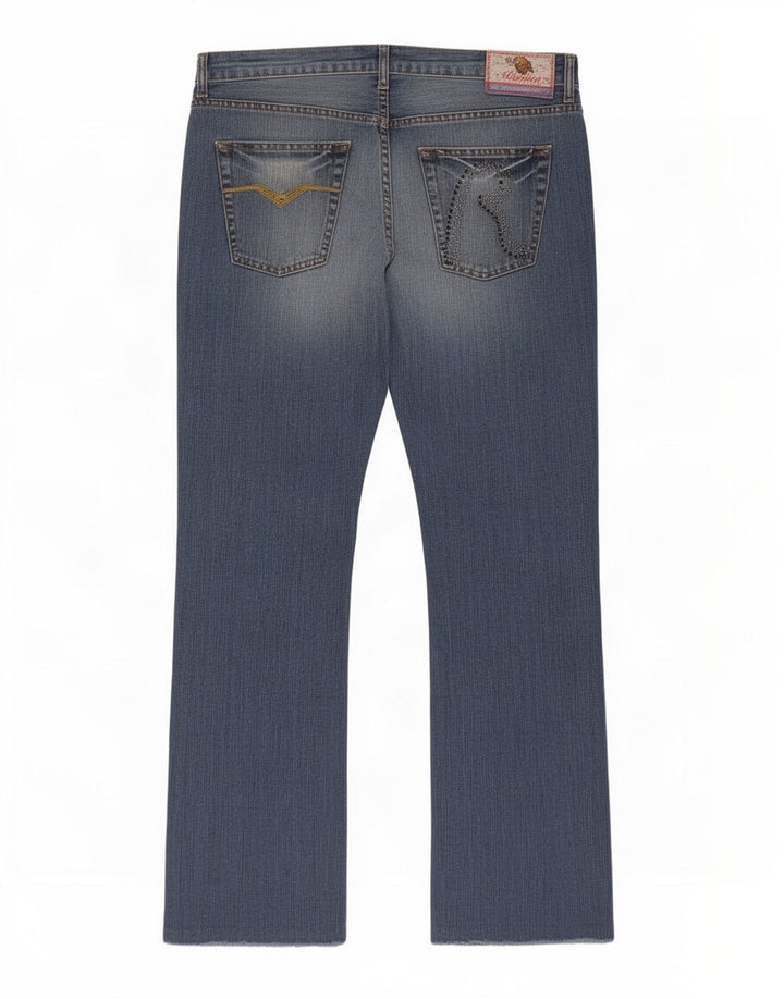 Replay Damen Bootcut Jeans W32 L34 Blaue Baumwolle