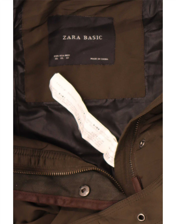 Zara Damen-Jacke mit Kapuze, gepolstert, UK 18, XL, Khaki, Polyester