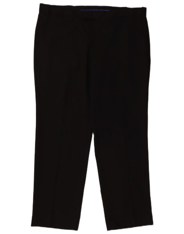 Marks & Spencer Herren-Anzughose mit gerader Passform und normaler Passform, W38, L29, schwarze Wolle