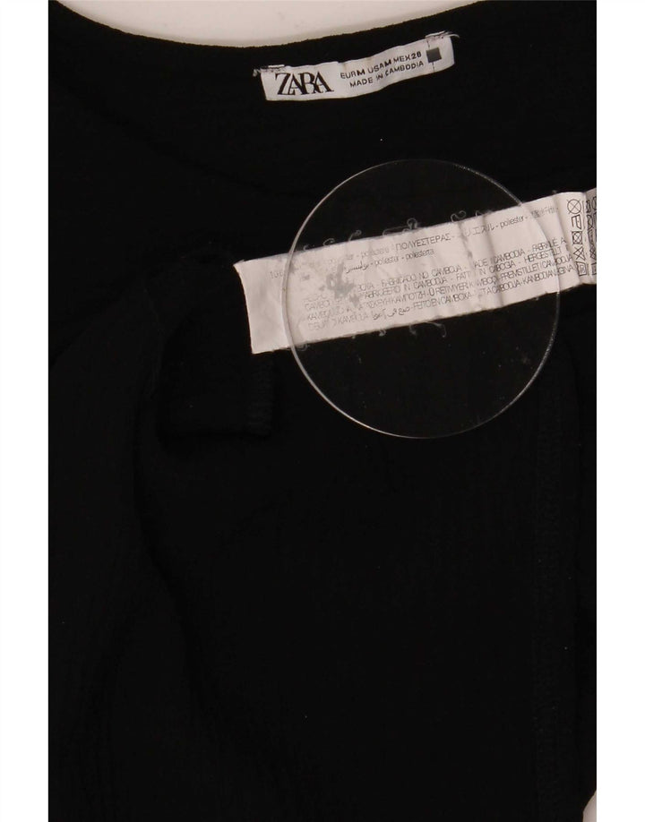 Zara Damen Blusenoberteil UK 12 Medium Schwarz Polyester