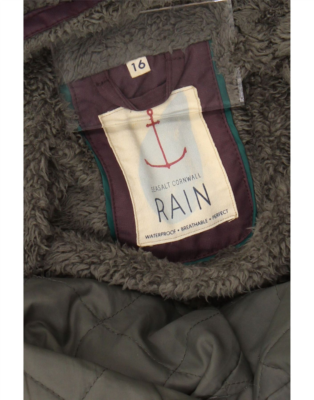 SEASALT CORNWALL Damen Kapuzen-Sherpa-Regenmantel UK 16 Large Burgund