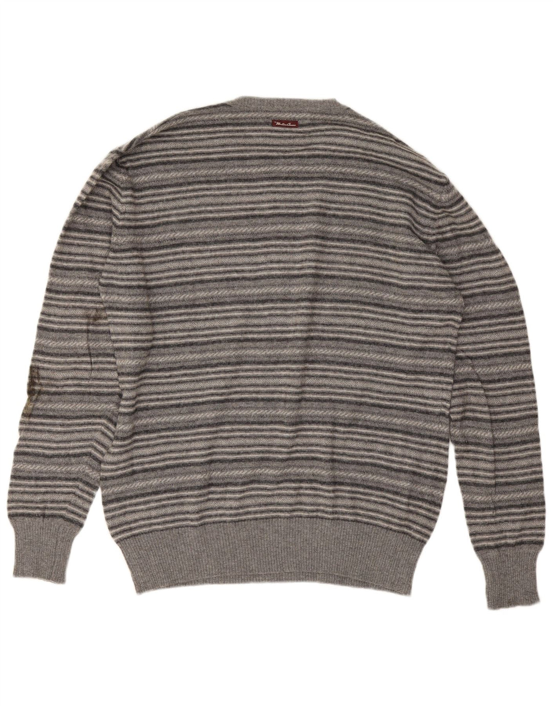 Marlboro Classics Herren-Pullover mit Rundhalsausschnitt, XL, grau gestreift
