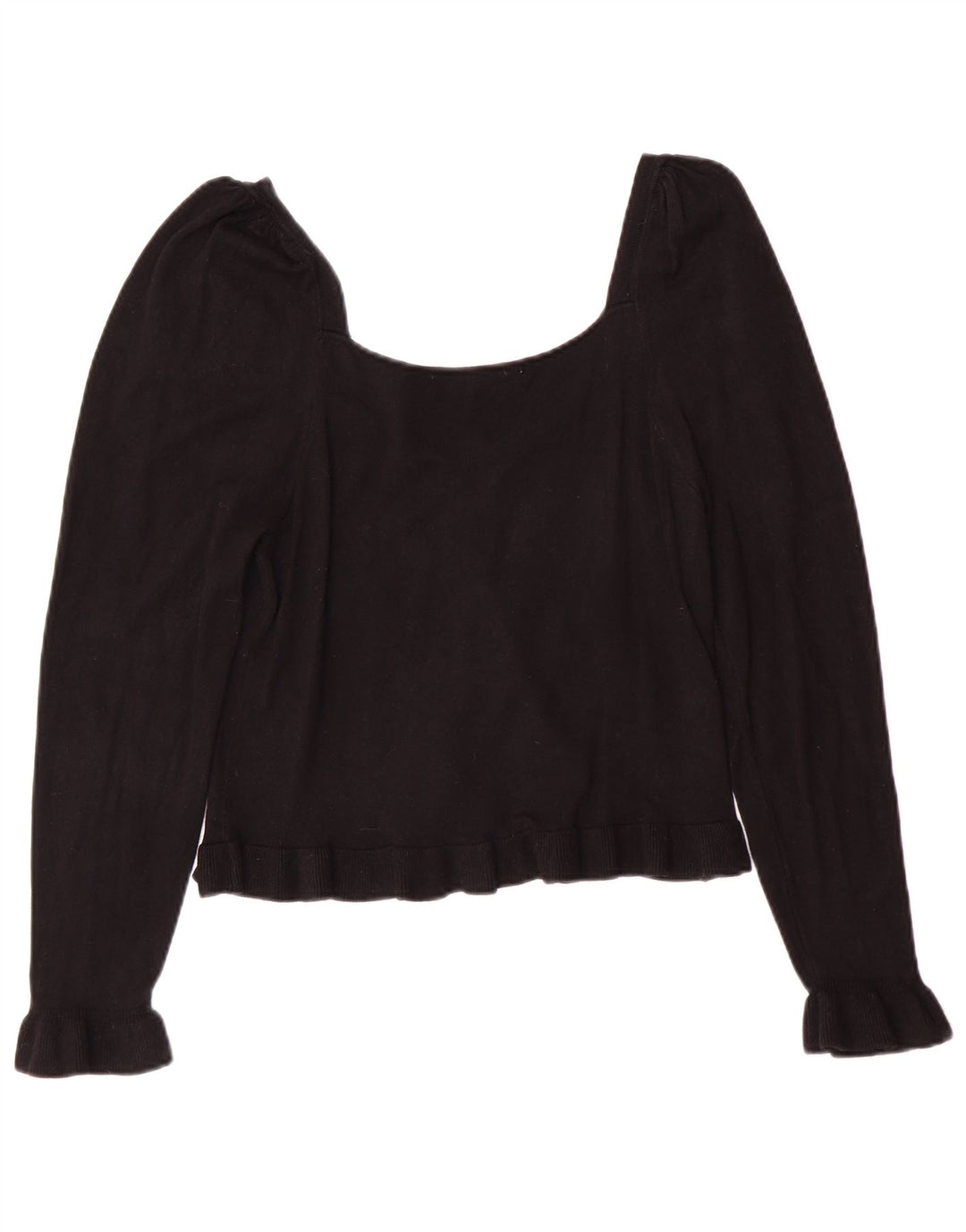 Zara Damen Crop Top Langarm UK 14 Große schwarze Viskose