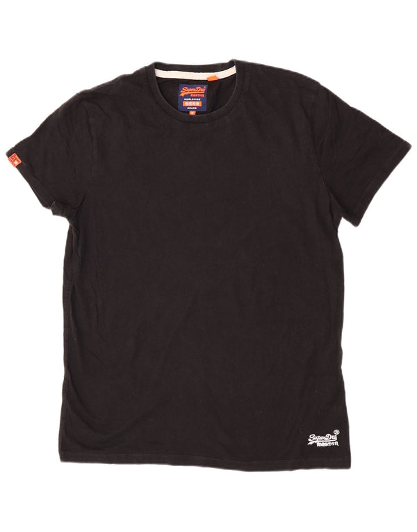 Superdry Damen Kurzarm-T-Shirt-Oberteil UK 18 XL Schwarz Baumwolle