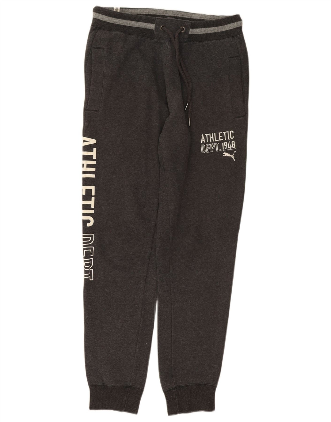 PUMA Mens Graphic Tracksuit Trousers Joggers Medium  Grey Cotton