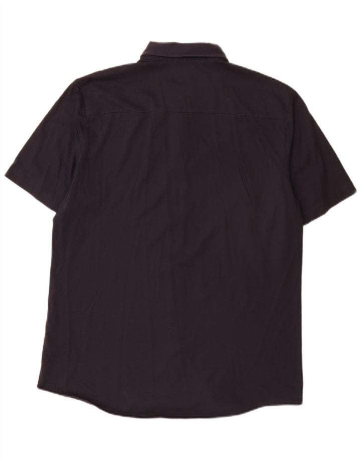 Cos Herren-Kurzarmhemd, groß, marineblau, Baumwolle
