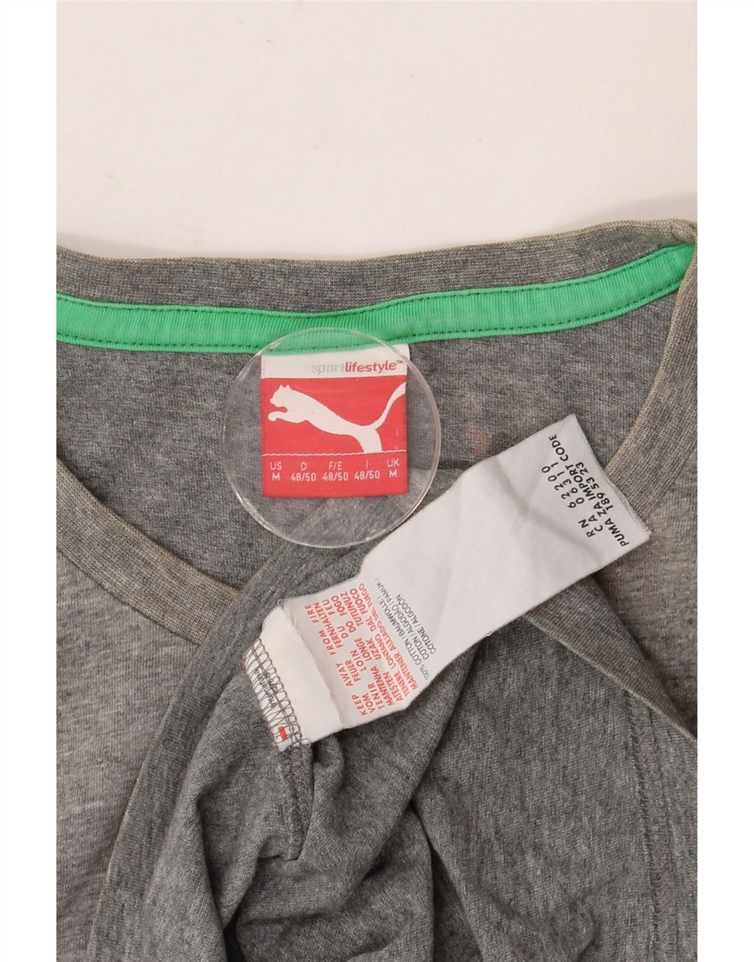 PUMA Herren Grafik-T-Shirt-Oberteil aus mittelgrau gefleckter Baumwolle