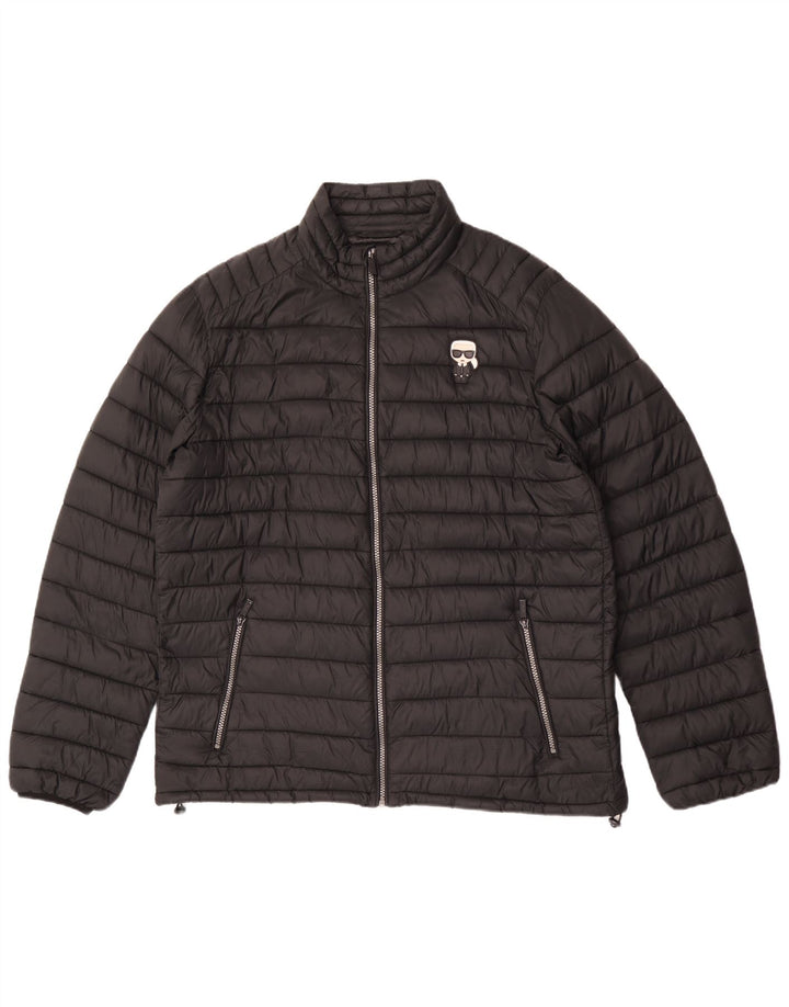 Karl Lagerfeld Herren Wattierte Jacke UK 40 Large Schwarz Polyamid