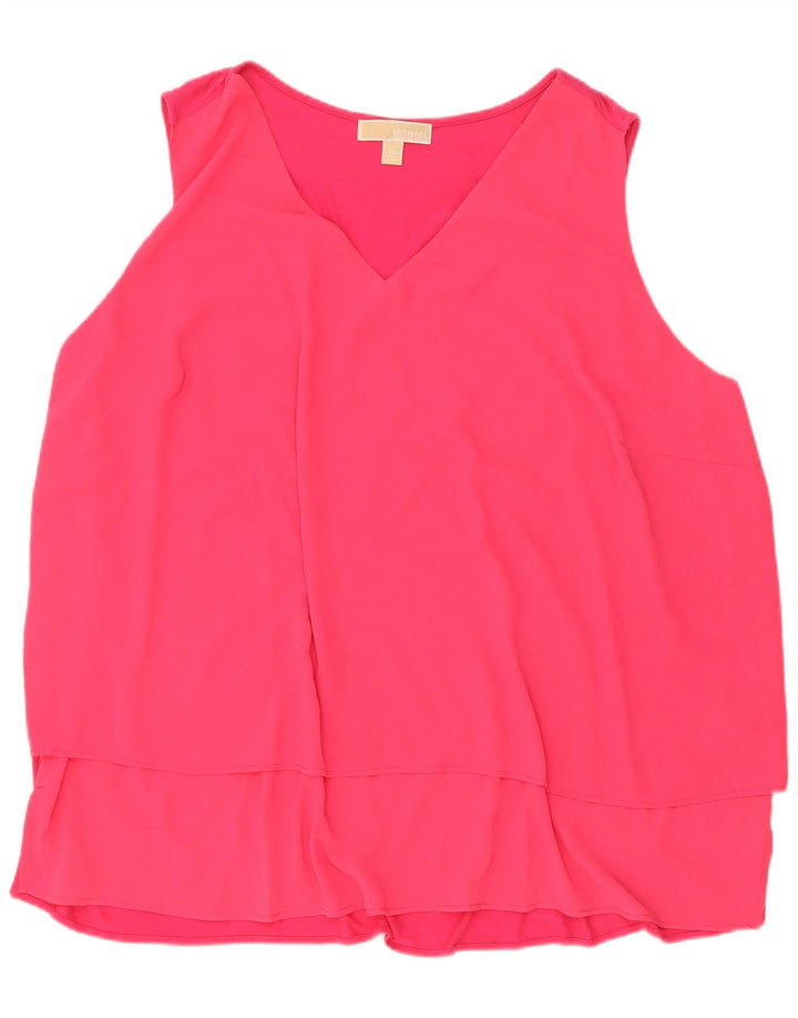 Michael Kors Damen ärmelloses Blusenoberteil UK 22 3XL Rosa Polyester