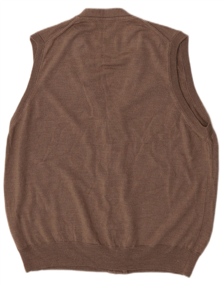 Marks & Spencer Herren-Strickjacke, ärmellos, groß, braune Wolle