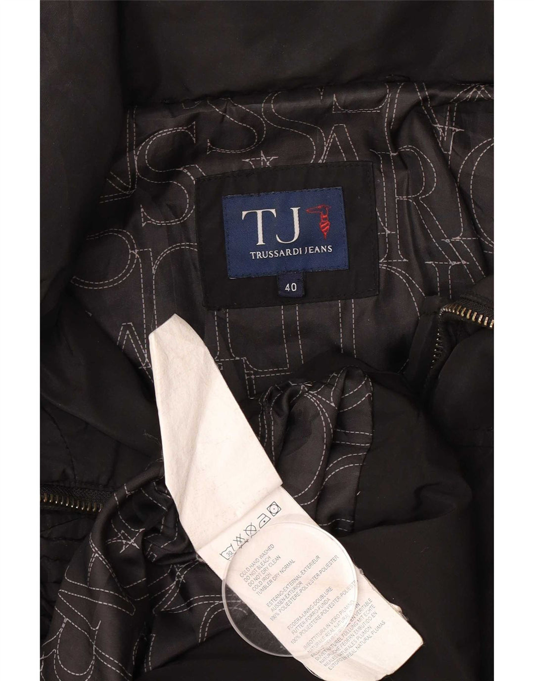 Trussardi Jeans Damen Wattierter Mantel IT 40 Small Schwarz Polyester