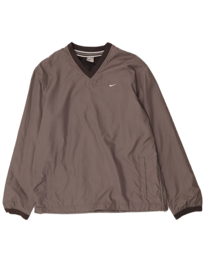 Nike Herren-Pullover-Trainingsanzugoberteil XL aus grauem Polyester