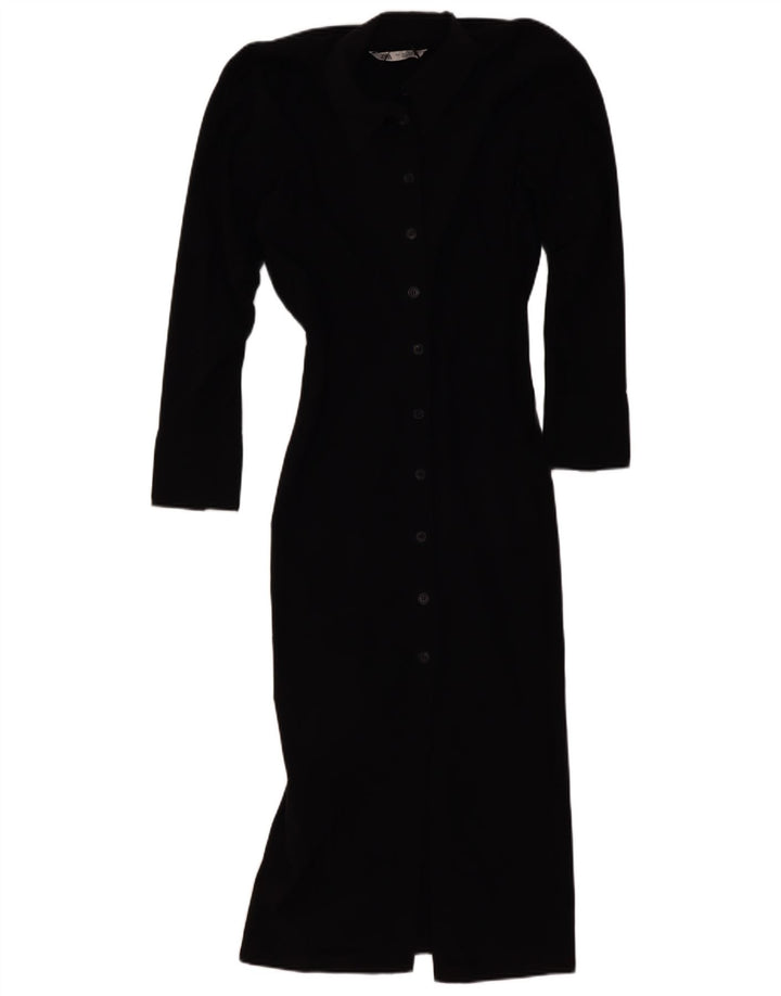 Zara Damen Maxi-Hemdkleid UK 10 Small Schwarz