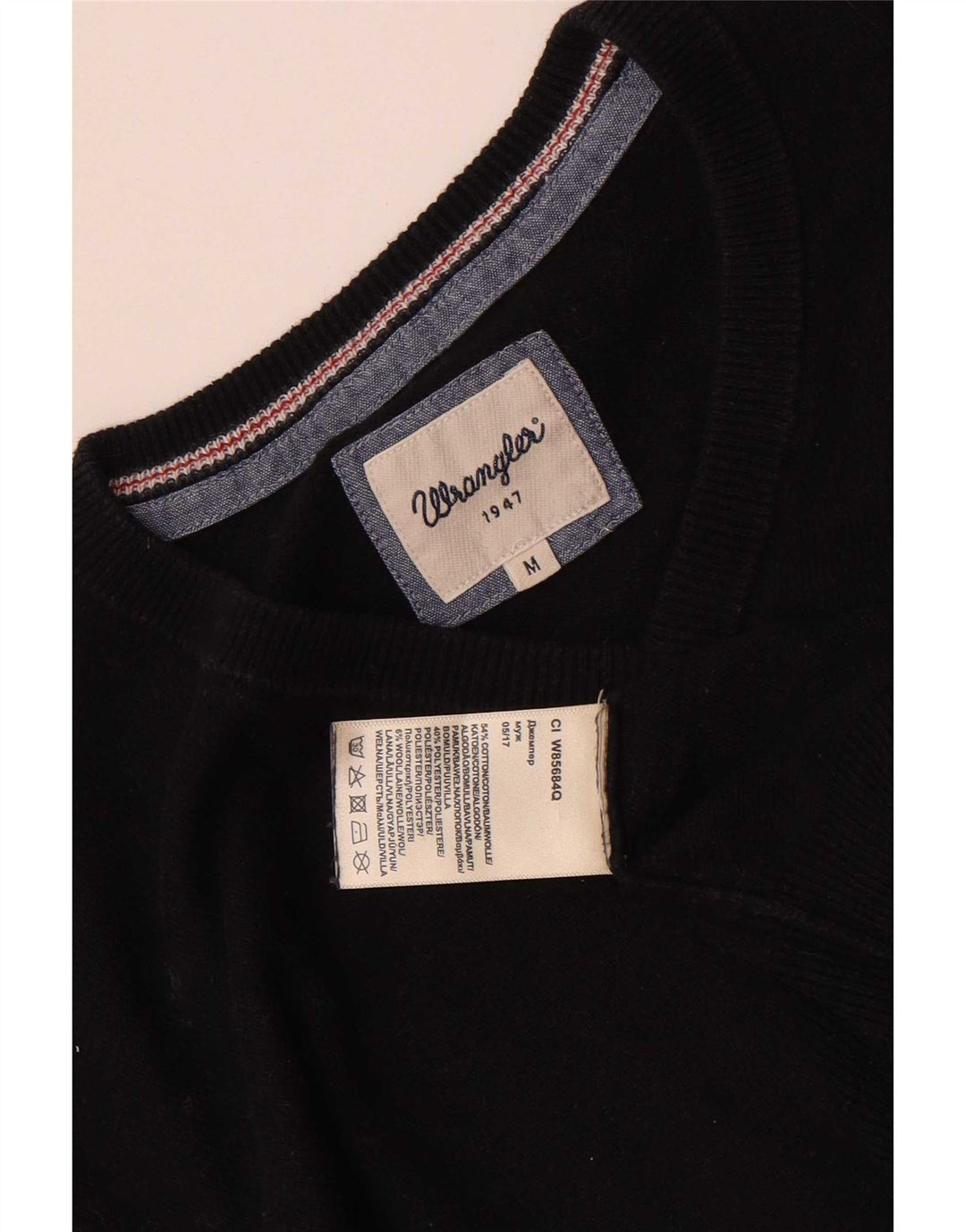 Wrangler Herren-Pullover mit V-Ausschnitt aus mittelschwarzer Baumwolle