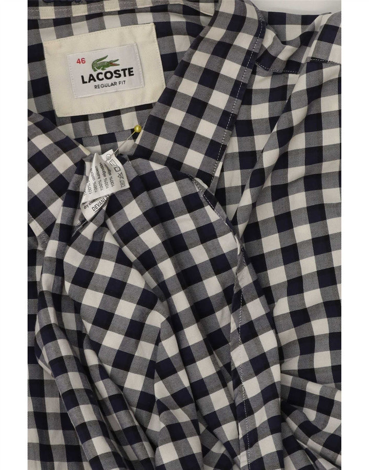 Lacoste Herren-Hemd mit normaler Passform, Größe 46 2XL, marineblaue Gingham-Baumwolle