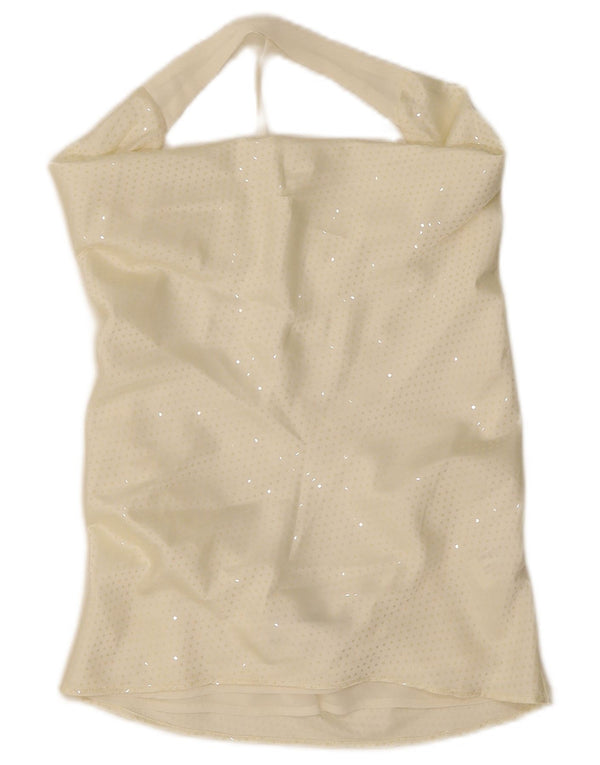 Zara Damen Crop Off Shoulder Top UK 10 Small Off White Flecked Polyester