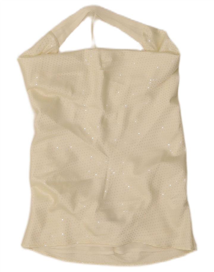 Zara Damen Crop Off Shoulder Top UK 10 Small Off White Flecked Polyester