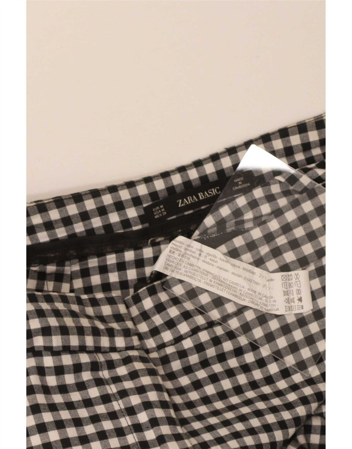 Kurze Hose von Zara für Damen, mittelgroß, W28, L25, schwarze Gingham-Baumwolle
