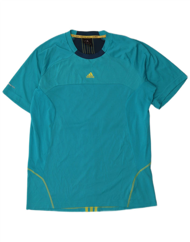 Adidas Herren Climacool T-Shirt Top, großes blaues Farbblock-Polyester
