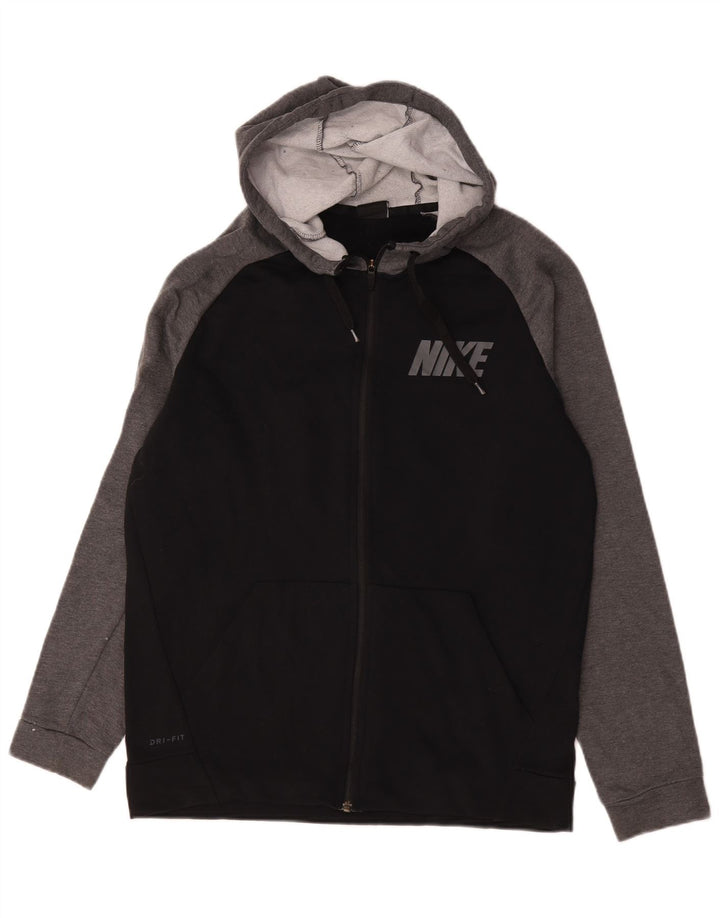 Nike Herren Dri Fit Graphic Zip Hoodie Pullover Mittelschwarz Farbblock