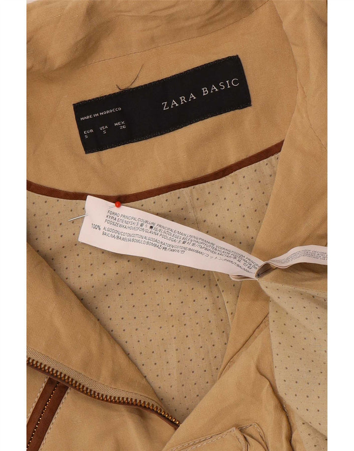 Zara Damen Militärjacke UK 10 Small Beige Baumwolle