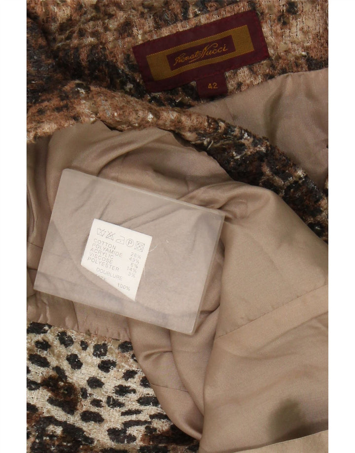 Renato Nucci Damen 2-Knopf-Blazerjacke IT 42 Mittelbrauner Tierdruck