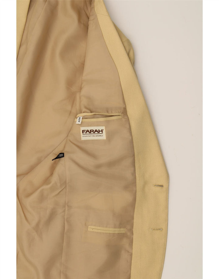 FARAH Mens 2 Button Blazer Jacket UK 42 XL Beige Polyester Vintage Farah and Second-Hand Farah from Messina Hembry 