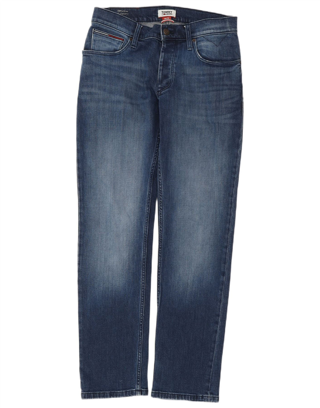 TOMMY HILFIGER Herren Straight Jeans W30 L32 Blaue Baumwolle