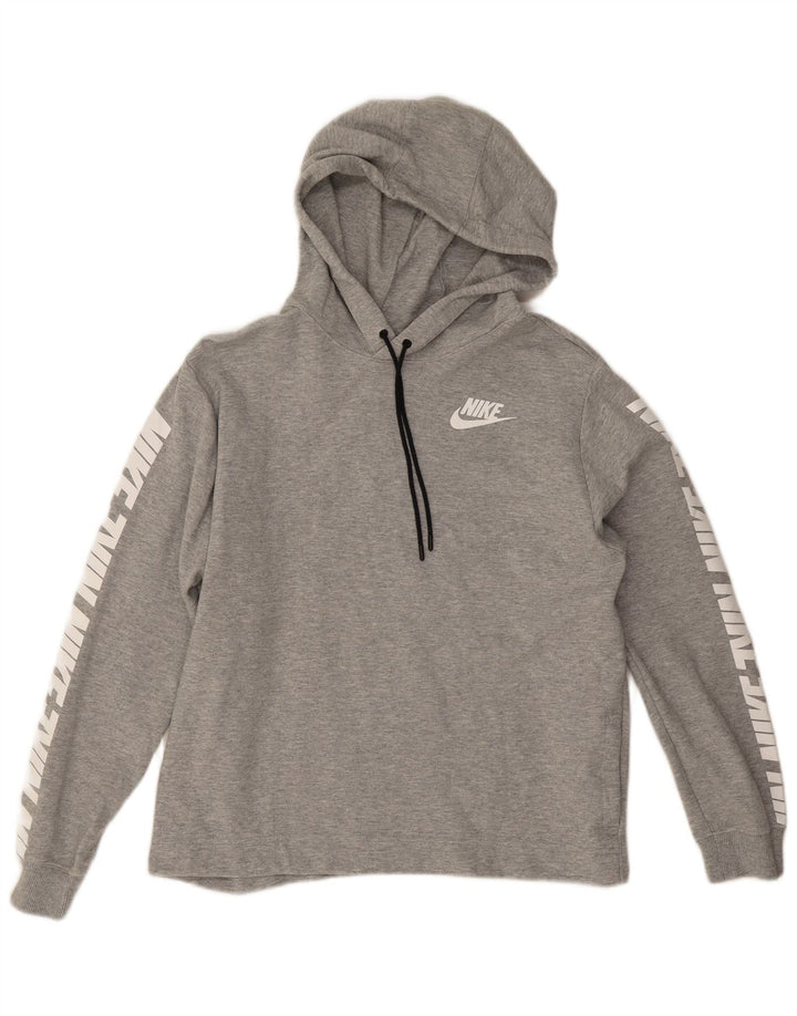 Nike Womens Graphic Oversized Hoodie Pullover UK 14 Mittelgraue Baumwolle