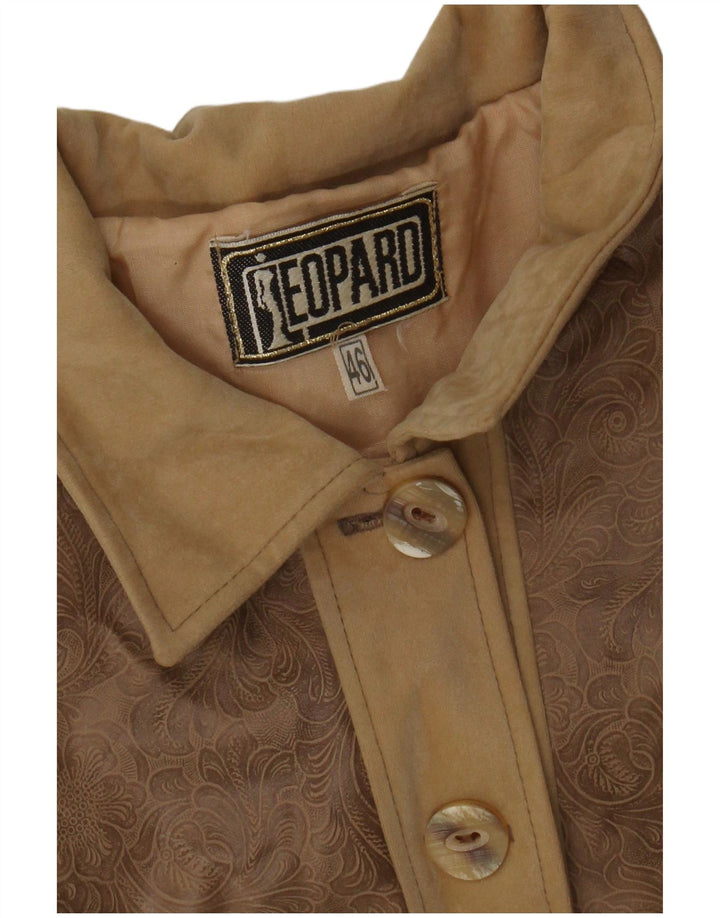 Leopard Damen Lederjacke IT 46 Großes Braunes Blumenmuster