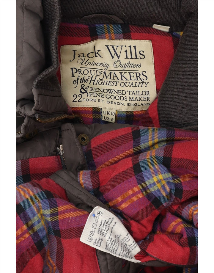 Jack Wills Damen Wattierte Weste UK 10 Small Graues Nylon