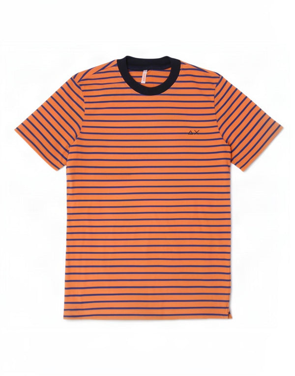 Sun68 T-Shirt-Oberteil für Jungen, 9–10 Jahre, orange gestreift, Baumwolle