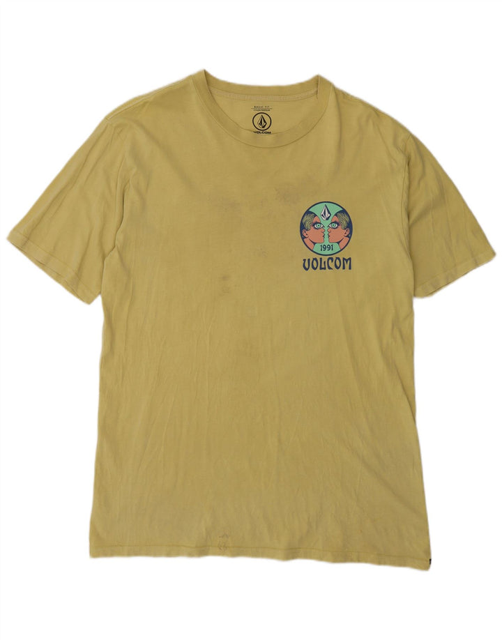 Volcom Herren Grafik-T-Shirt-Oberteil aus mittelgelber Baumwolle