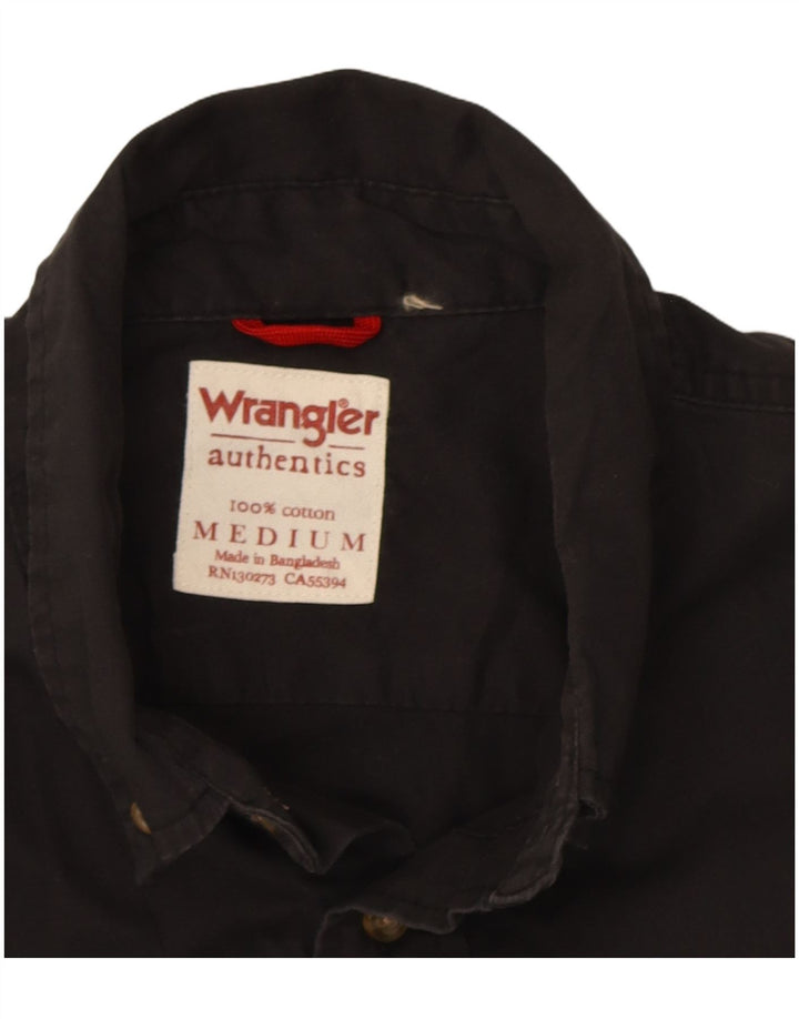 Wrangler Herren-Kurzarmhemd aus mittelschwarzer Baumwolle