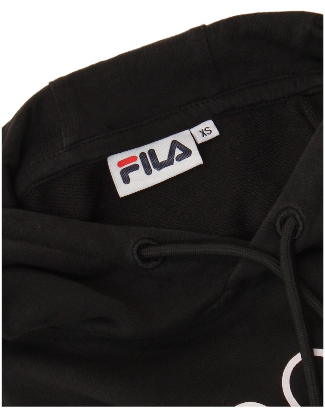 FILA Damen Übergroßer Crop Graphic Hoodie Pullover UK 6 XS Schwarz