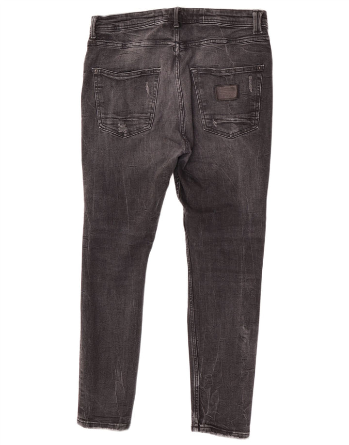 Zara Herren Distressed Slim Jeans EU 44 Large W34 L28 Graue Baumwolle