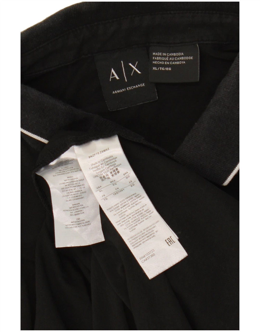 ARMANI EXCHANGE Herren Poloshirt XL Schwarz Baumwolle