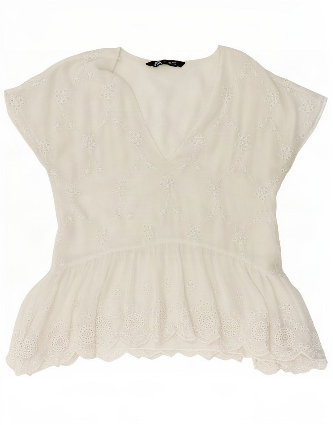 Zara Damen-Blusenoberteil, Gr. 40, Größe S, weiß, geblümt