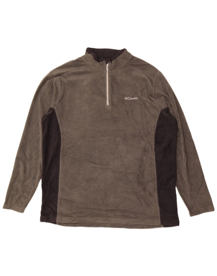 Columbia Herren-Fleecepullover mit Reißverschluss, XL, graues Farbblock-Polyester