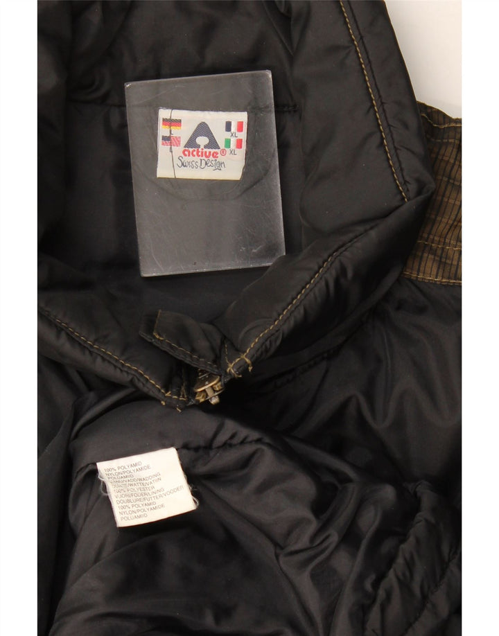 Active Herren-Windbreaker-Jacke UK 42 XL Schwarz geblümtes Polyamid