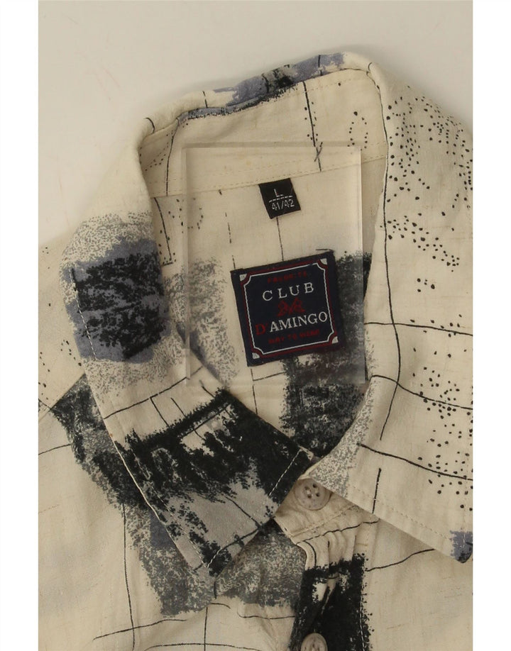 CLUB D'AMINGO Mens Abstract Pattern Shirt Size 41/42 Large Off White Vintage Club D'Amingo and Second-Hand Club D'Amingo from Messina Hembry 