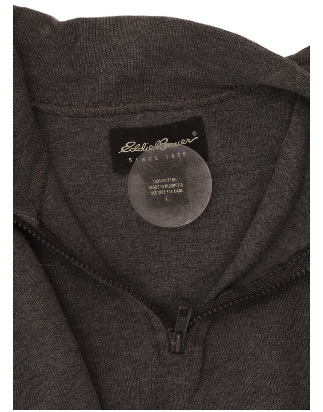 EDDIE BAUER Herren-Sweatshirt mit Reißverschluss am Hals, groß, graue Farbblock-Baumwolle