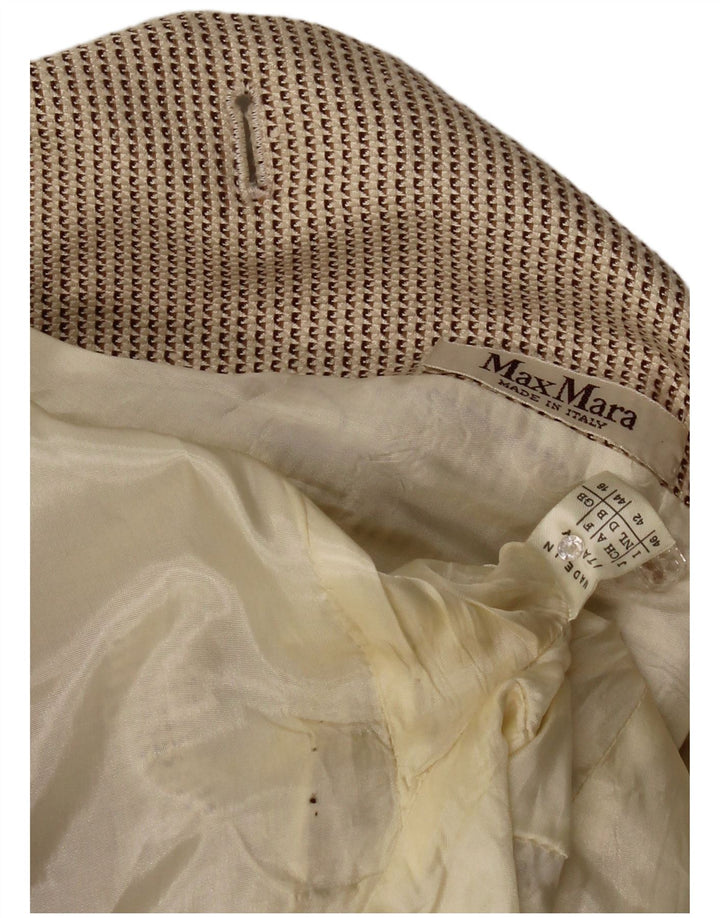 Max Mara Damen Zweireihige Blazerjacke UK 16 Large Beige Geometrisch