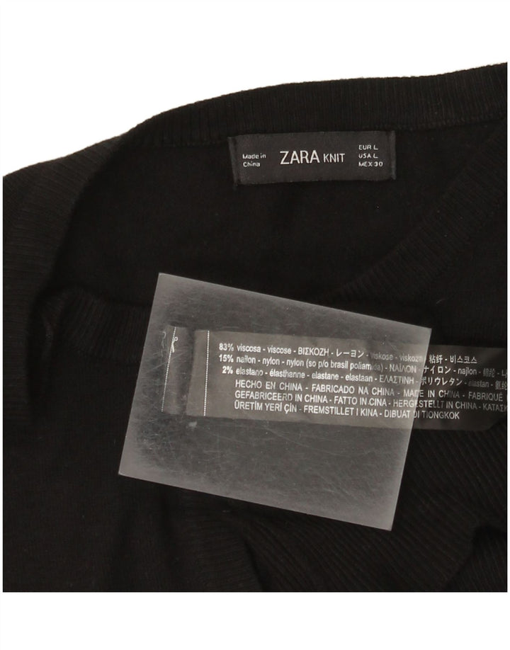 Zara Damen-Cardigan-Pullover UK 14 Große schwarze Viskose