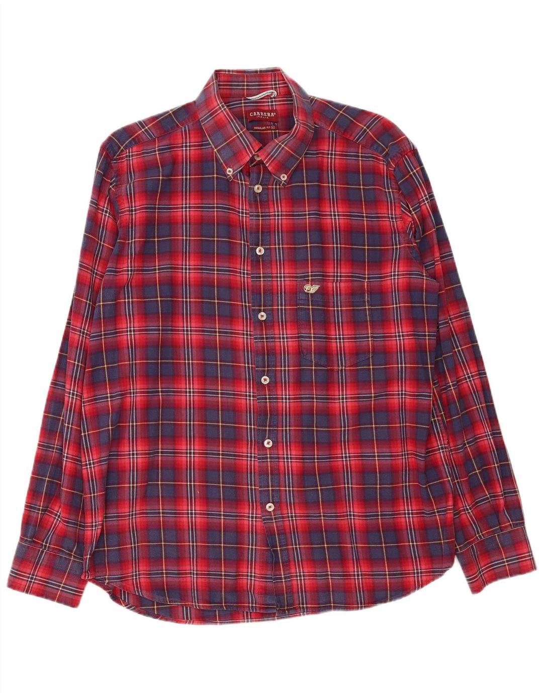 Carrera Herren-Flanellhemd mit normaler Passform, XL, rot kariert, Baumwolle