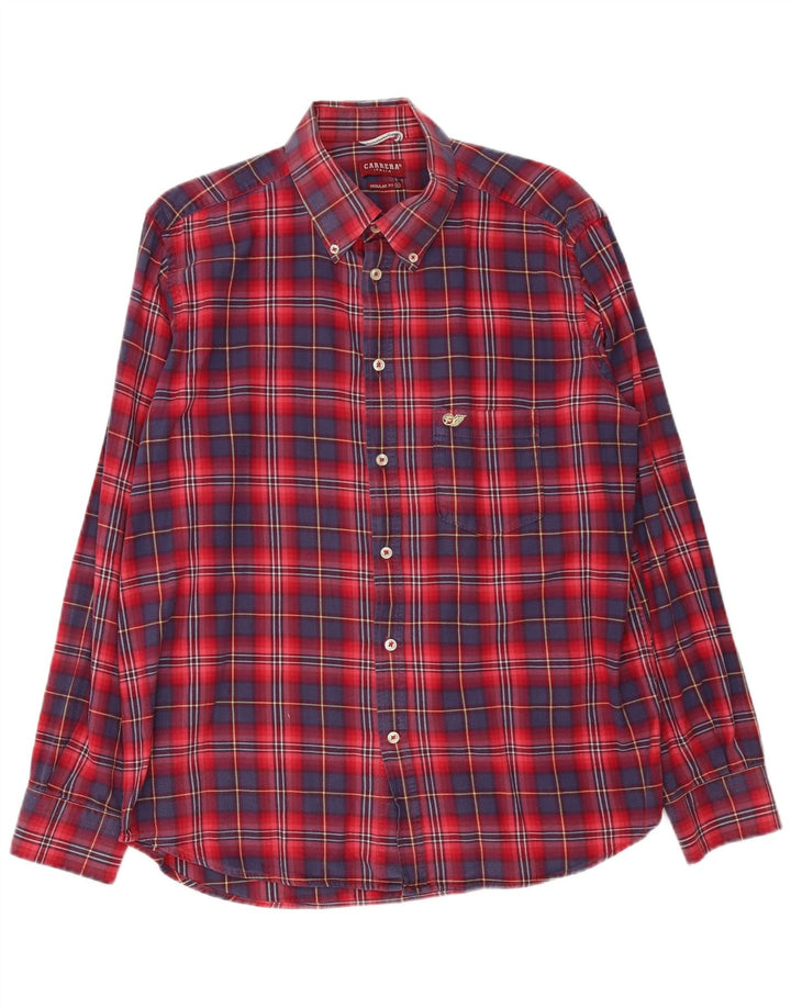 Carrera Herren-Flanellhemd mit normaler Passform, XL, rot kariert, Baumwolle