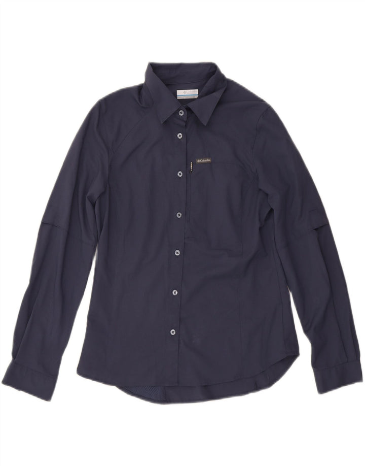 COLUMBIA Womens Shirt UK 10 Small Navy Blue Polyester Vintage Columbia and Second-Hand Columbia from Messina Hembry 