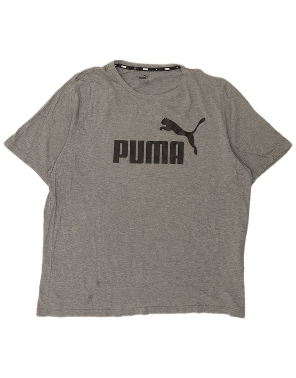 Puma Herren Grafik T-Shirt Top 2XL Grau meliert Baumwolle