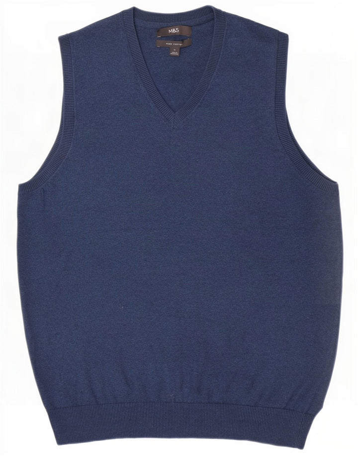 Marks & Spencer Herren-Weste-Tanktop aus mittelblauer Baumwolle