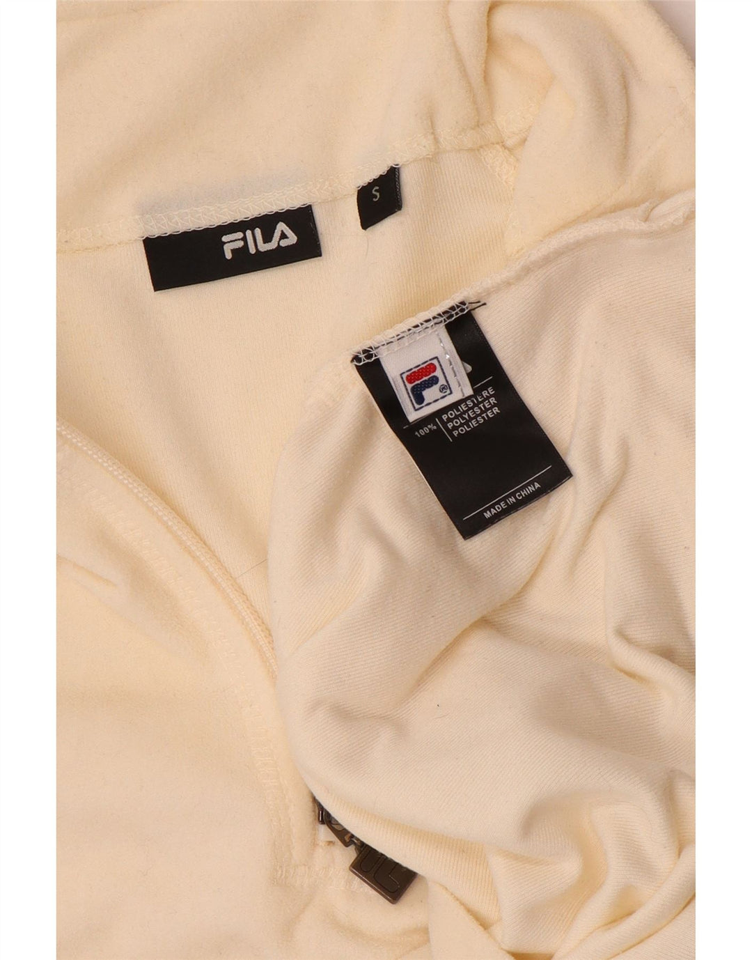 Fila Damen-Fleecepullover mit Reißverschluss am Hals, UK 10, Größe S, cremefarbenes Polyester